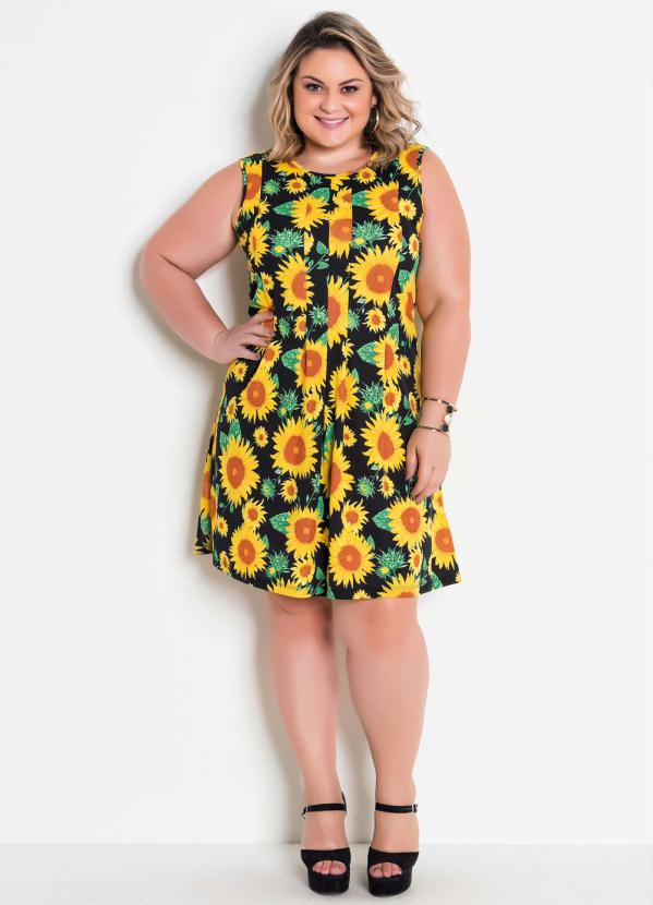 

Vestido Evasê Girassol Plus Size, Amarelo