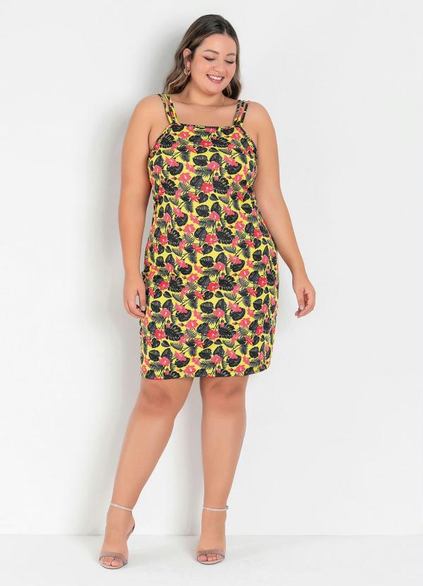 

Vestido Floral Amarelo com Alças Plus Size