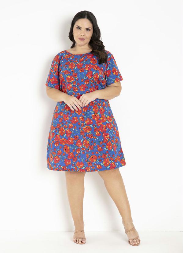 

Vestido Floral Azul com Transpasse Plus Size