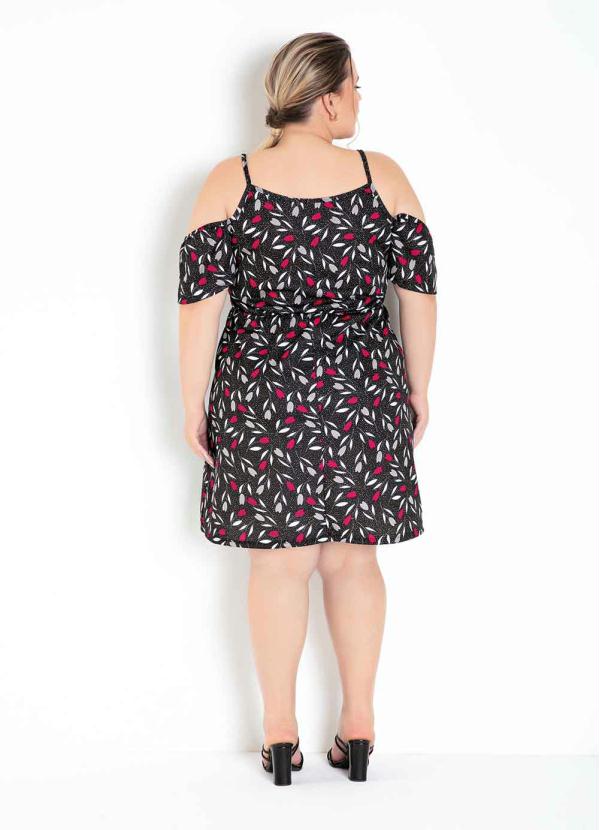 

Vestido Floral Preto com Alcinhas Plus Size