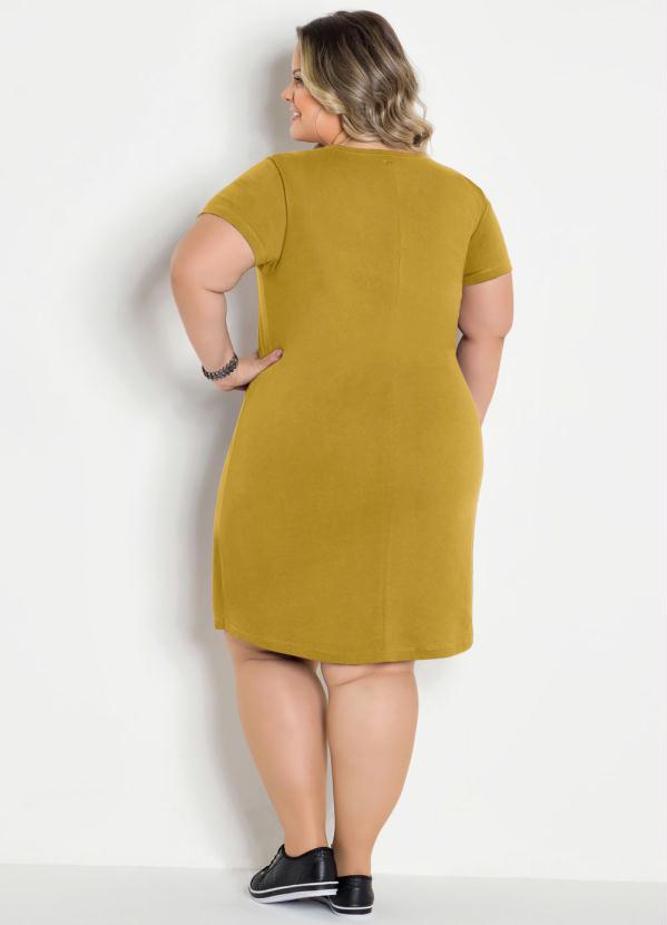 

Vestido Manga Curta Mostarda Plus Size, Amarelo