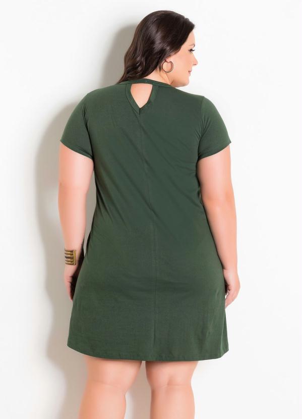 

Vestido Marguerite Verde Militar com Gola Choker