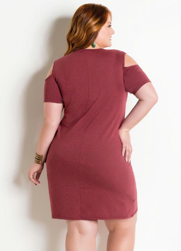 

Vestido Ombros Vazados Mescla Bordô Plus Size, Vermelho