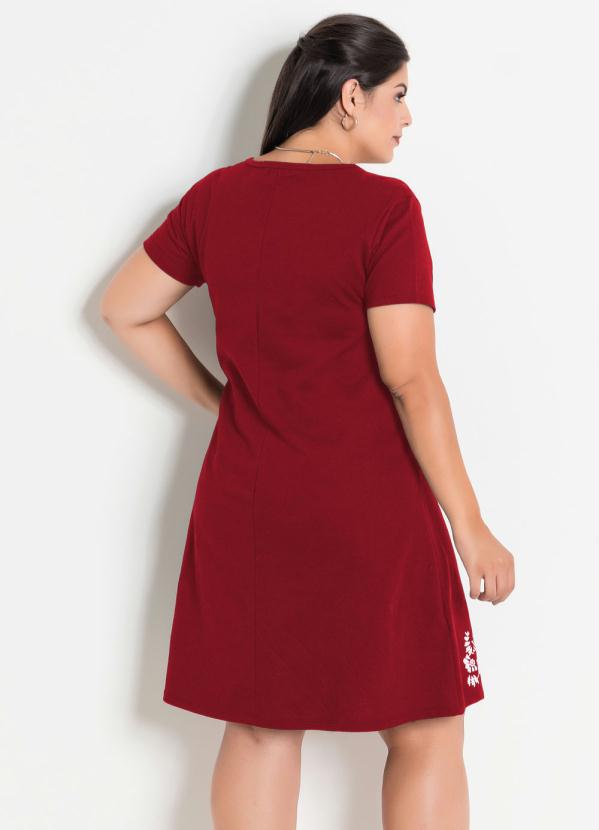 

Vestido Plus Size com Barra Floral Vermelho