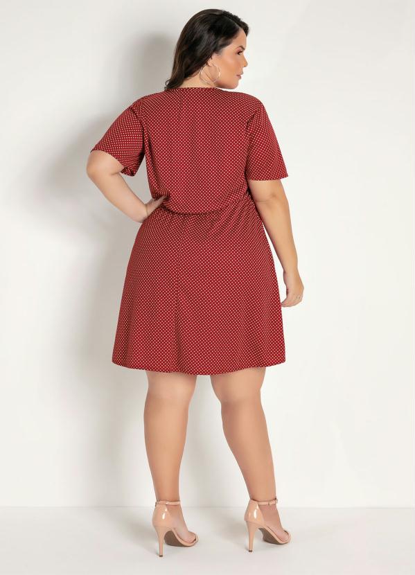 

Vestido Poá Bordô Transpassado Plus Size, Vermelho