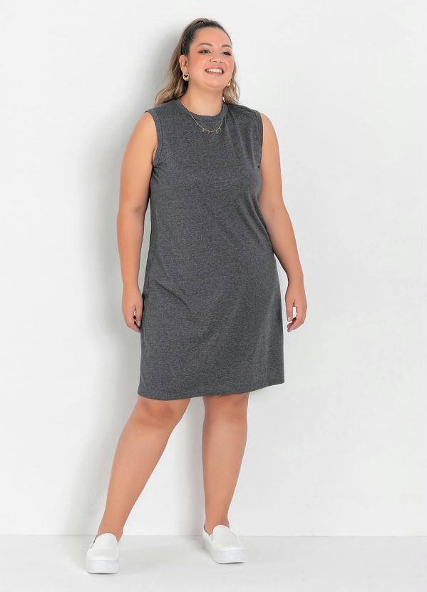 

Vestido Trapézio Mescla Chumbo Plus Size, Cinza