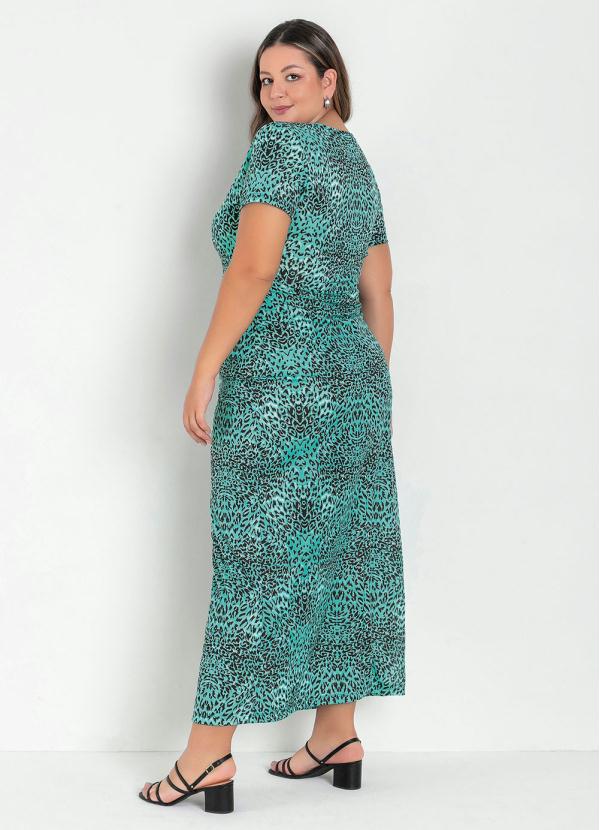 

Vestido Abstrato com Mangas Curtas Plus Size, Verde