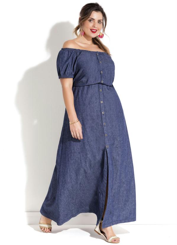 

Vestido Longo Jeans Ciganinha Plus Size, Azul