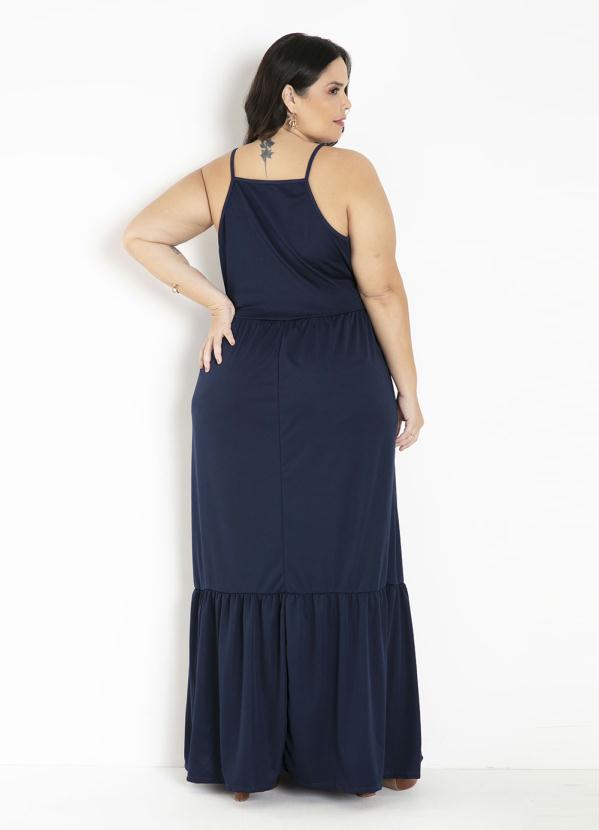 

Vestido Longo Marinho com Babado Plus Size, Azul