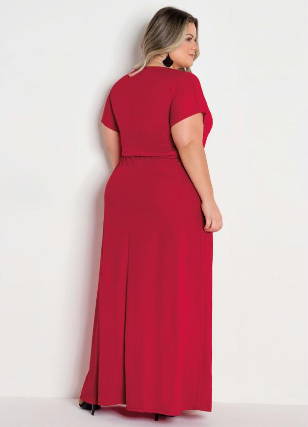 

Vestido Longo Vermelho Transpassado Plus Size