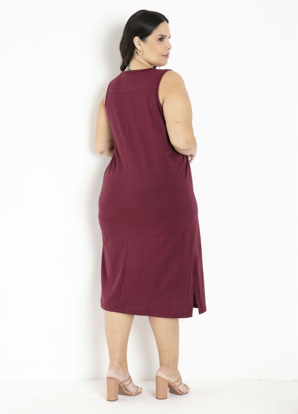 

Vestido Bordô com Fendas Plus Size, Vermelho