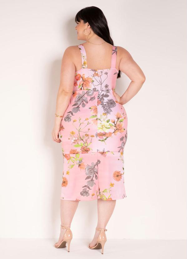 

Vestido Floral Rosa com Fenda Plus Size