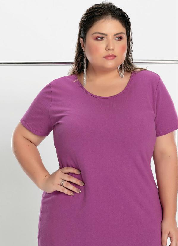 

Vestido Midi Roxo com Fenda nas Costas Plus Size