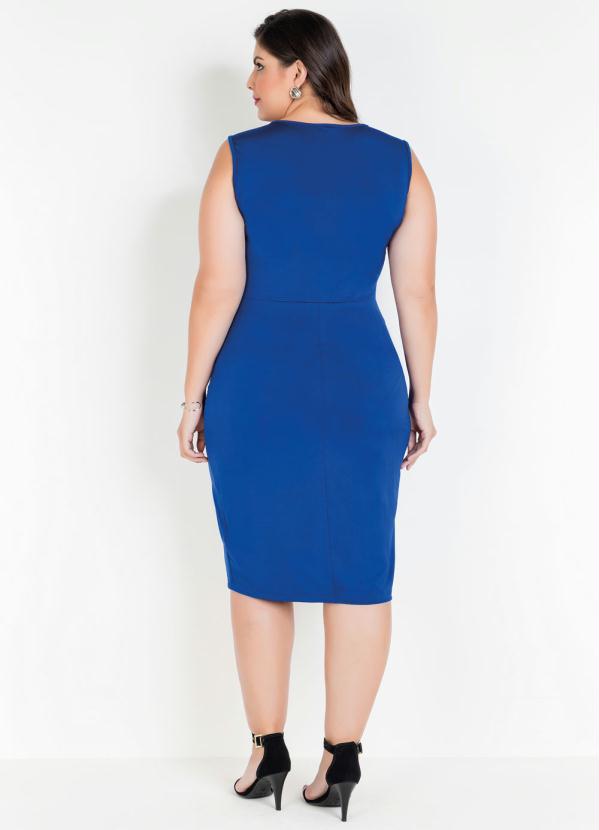 

Vestido Midi Royal Plus Size sem Mangas, Azul