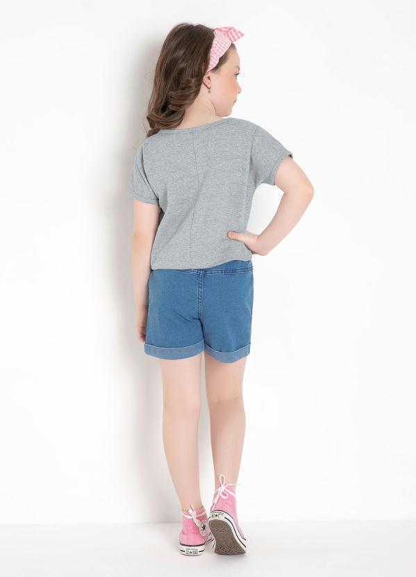 

Blusa Infantil Cinza com Mangas Curtas