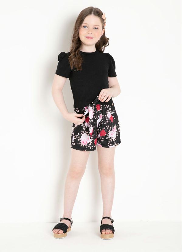 

Cropped Infantil Preto com Mangas Bufantes