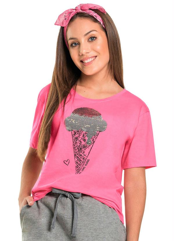 

Blusa Infantil com Paetê Reversível Rosa