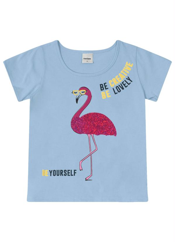 

Blusa Infantil Feminina Flamingo Azul