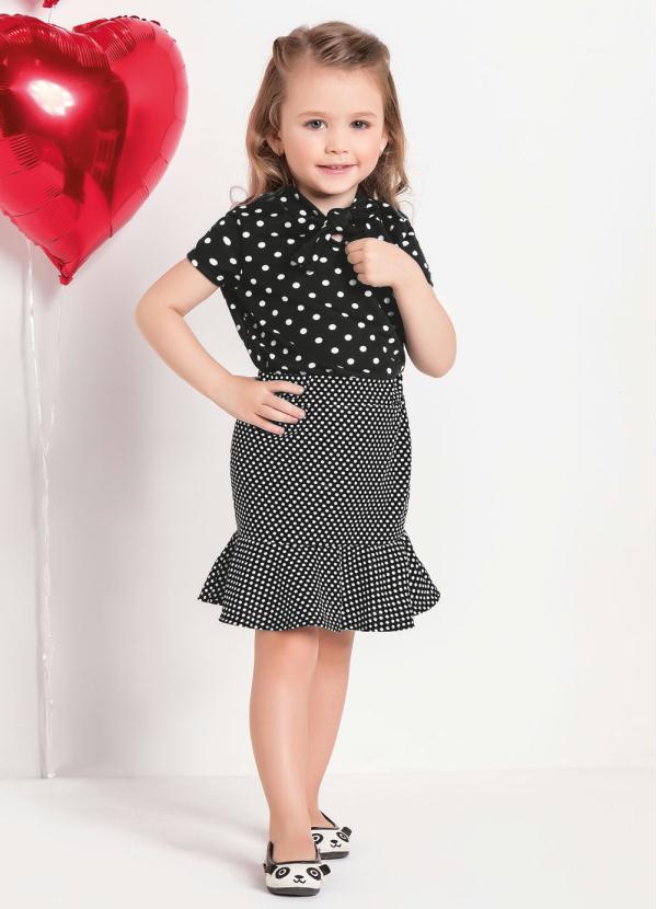 

Blusa Infantil Poá Moda Evangélica, Preto