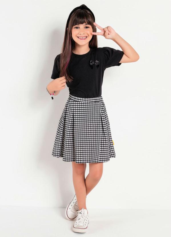 

Blusa Infantil Preta com Mangas Bufantes, Preto