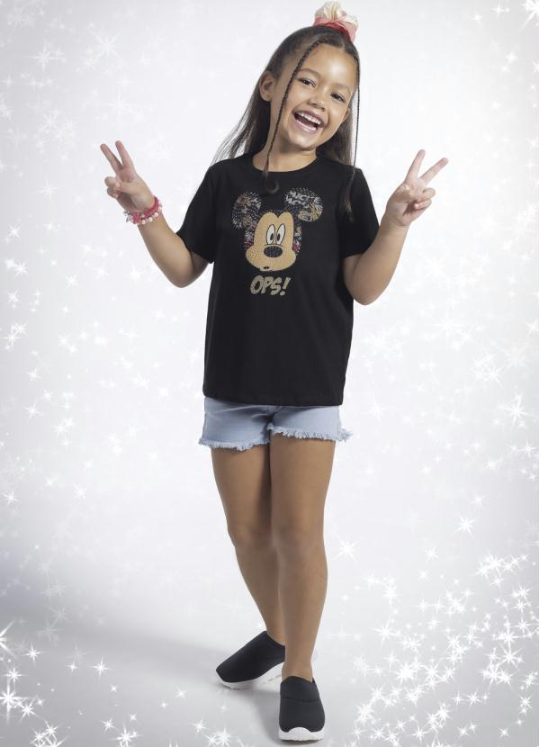 

Blusa Manga Curta com Pedras de Strass PretoFilha, Preto