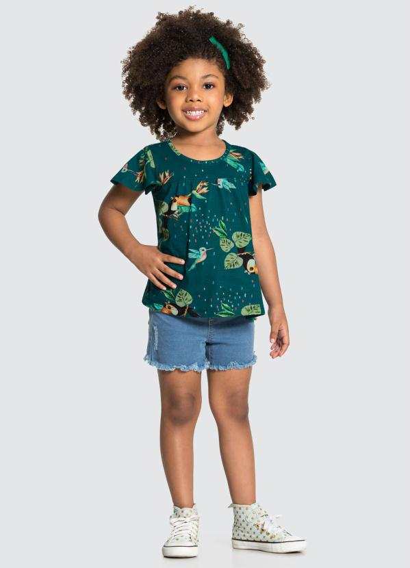 

Blusa Meia Malha Floresta Encantada Azul