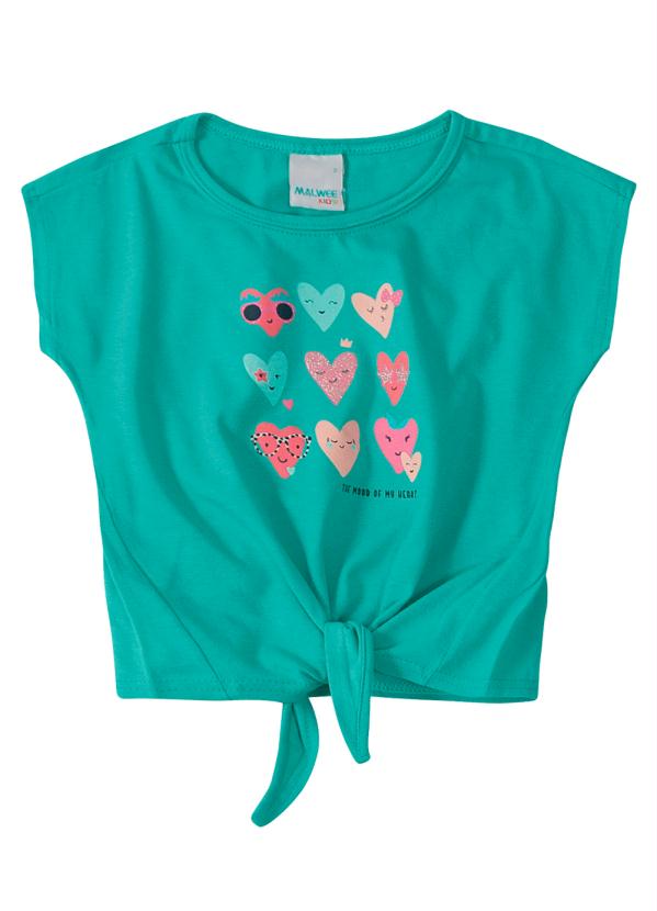 

Blusa Verde Corações com Amarração Menina