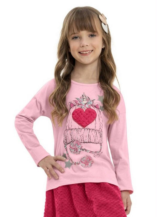 

Blusa Infantil Manga Longa Rosa