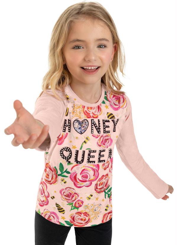 

Blusa Infantil Manga Longa Rosa