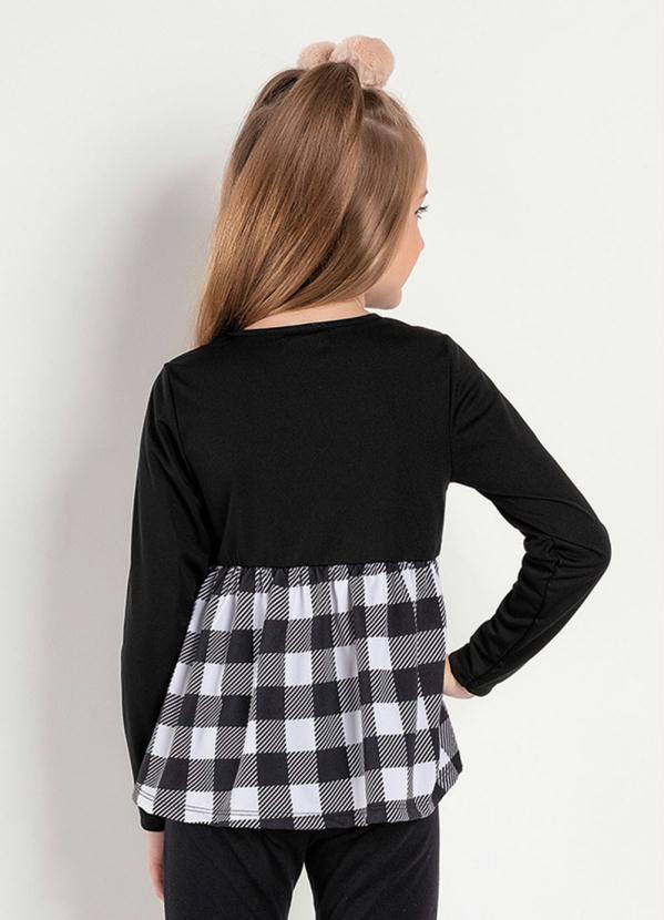 

Blusa Infantil Xadrez Preto e Branco Manga Longa, Estampado