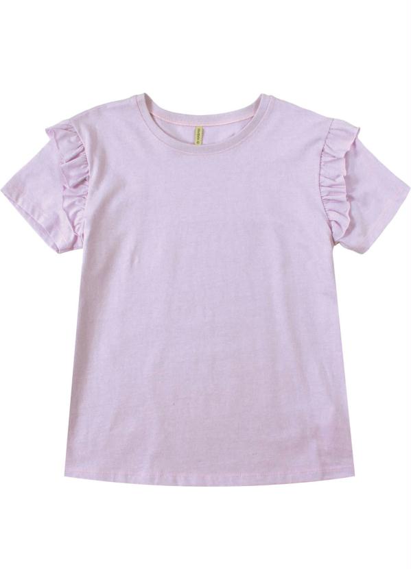 

Blusa Básica de Manga Curta com Babados Lilás, Roxo