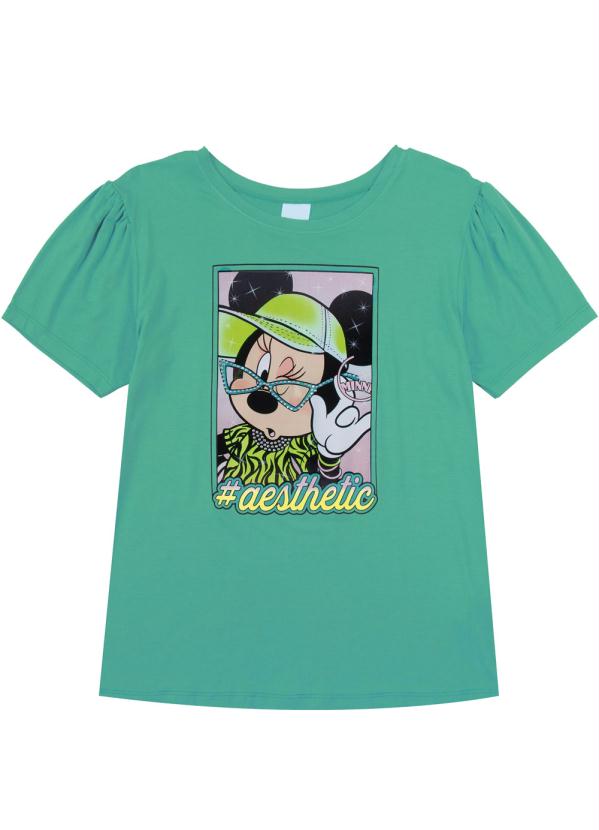 

Blusa Estampada com Manga Curta Bufante Azul