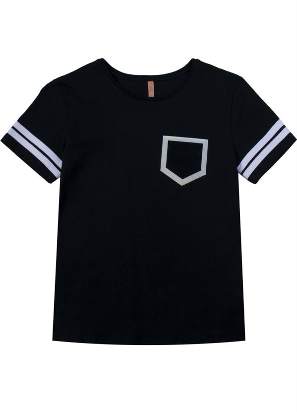 

Blusa Juvenil com Tira Sobreposta Preto