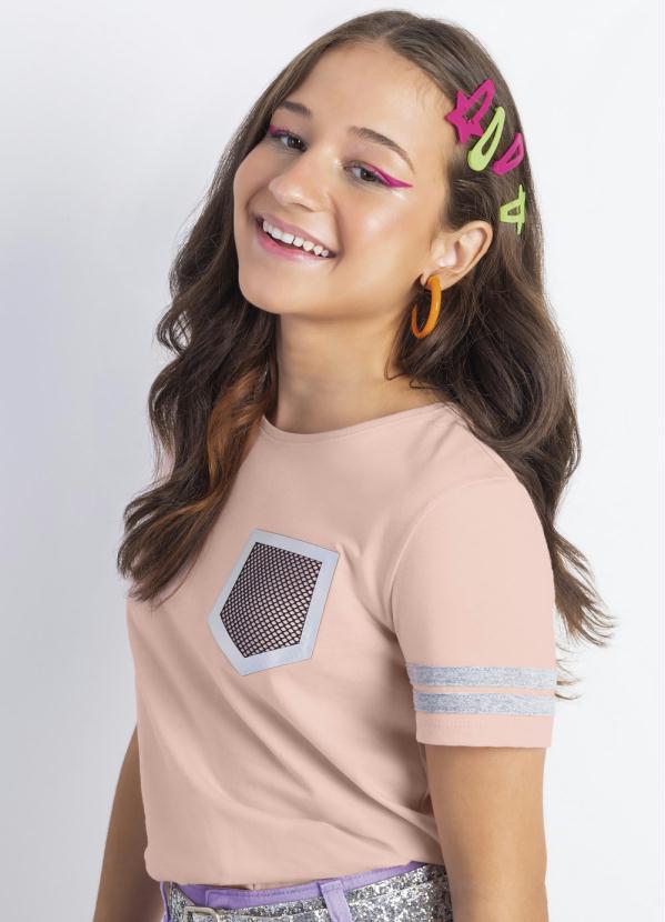 

Blusa Juvenil com Tira Sobreposta Rosa