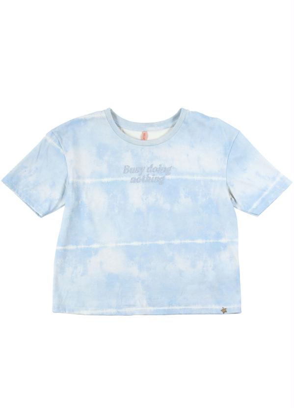 

T-Shirt Estampada com Glitter Azul