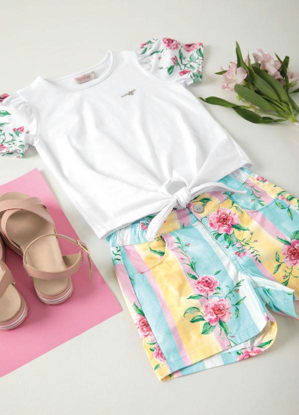 

Conjunto Branco Floral com Amarração Menina