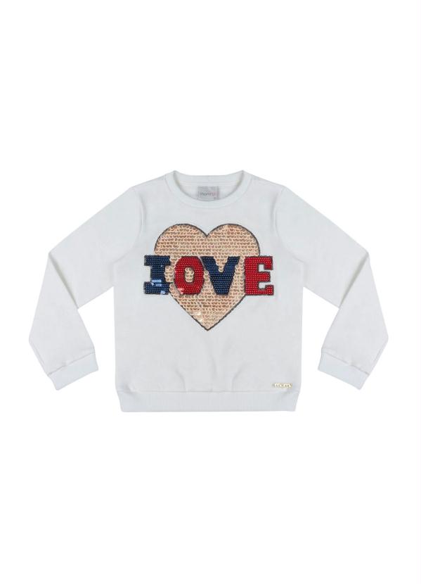 

Casaco com Patch Love Off White, Bege