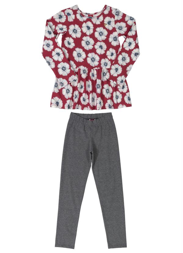 

Conjunto Infantil Floral Vermelho