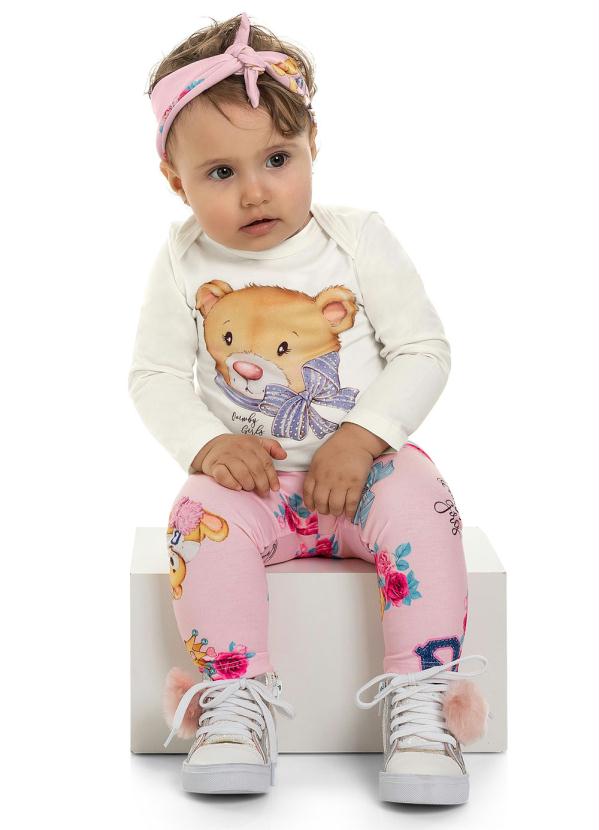 

Conjunto Infantil Flores Bege