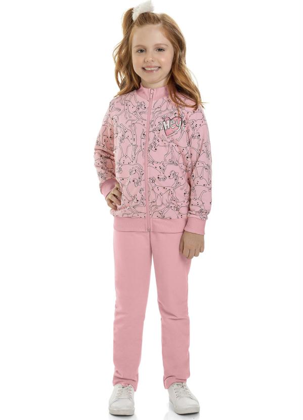 

Conjunto Infantil Moletom Dálmata Rosa