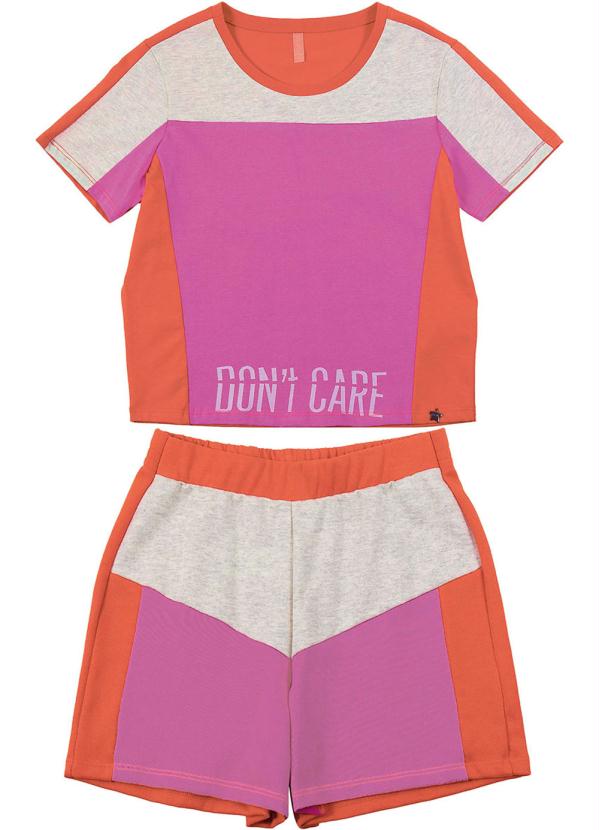 

Conjunto Blusa Manga Curta e Short Laranja