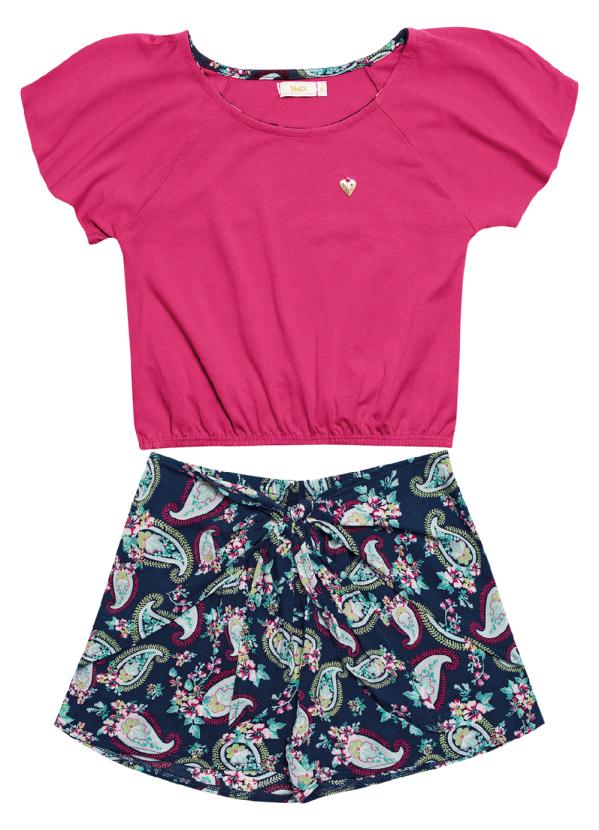 

Conjunto Blusa com Shorts Infantil Rosa