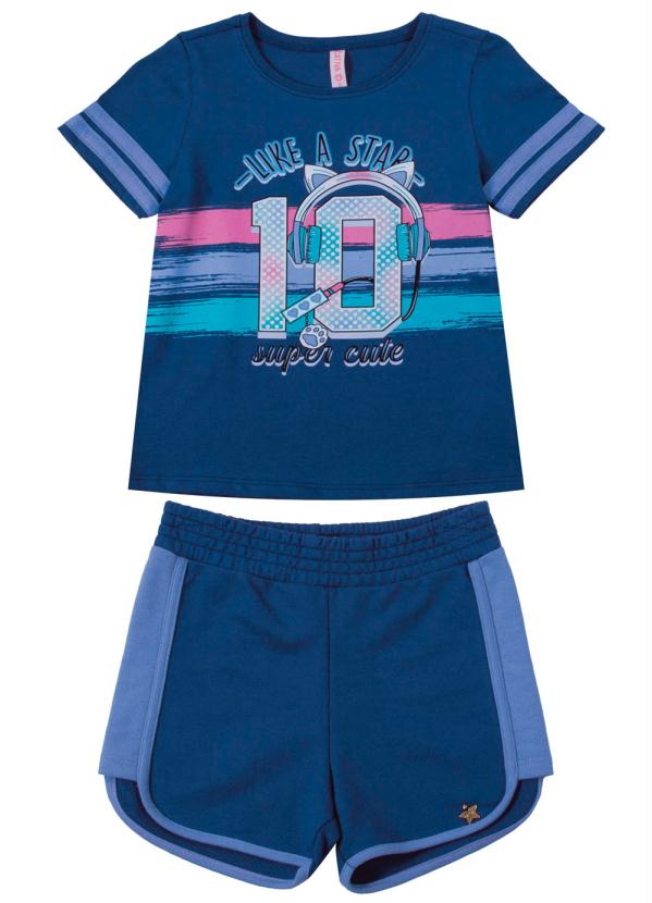 

Conjunto Blusa e Shorts em Moletom Azul