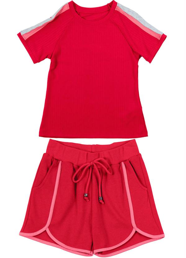 

Conjunto Blusa Manga Curta e Short Vermelho