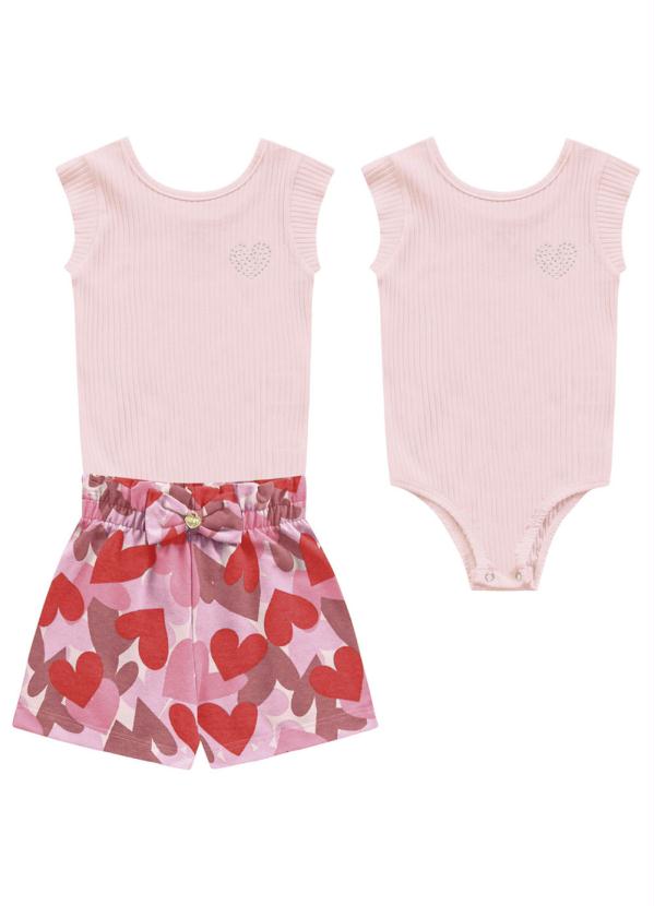 

Conjunto Body Rosa e Short Estampado