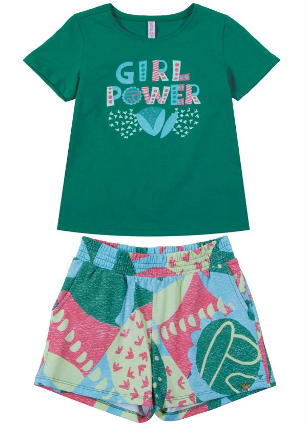 

Conjunto com Blusa e Shorts Estampado Verde