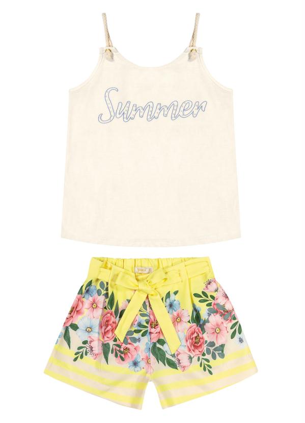 

Conjunto Infantil Blusa com Shorts Bege