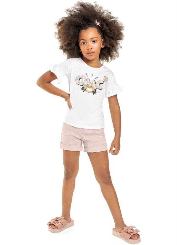 

Conjunto Infantil Blusa e Short Branco