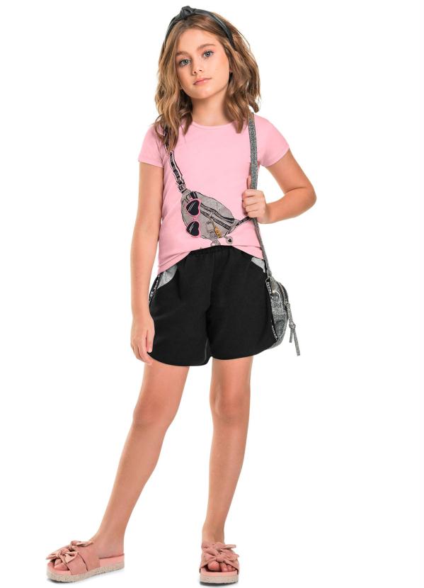 

Conjunto Infantil Blusa e Short Rosa