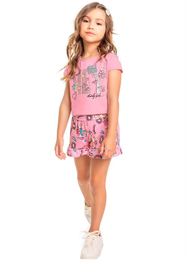 

Conjunto Infantil Cropped e Short Rosa